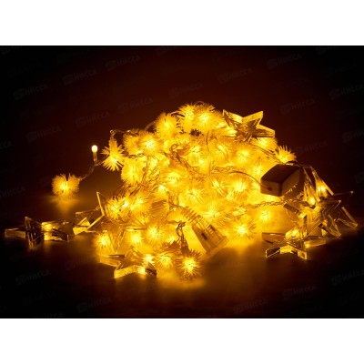 Гирлянда  2,5*0,35*0,65*0,8м бахрома &quotШары и звезды&quot 80LED шампань, 382-091 г
