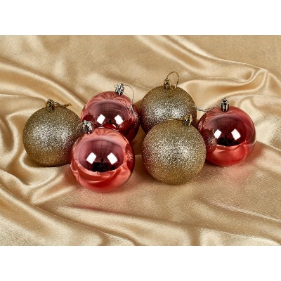 Набор шаров 6шт, 8см розовое/золото/шампань в тубе 372-076   г Набор шаров 6шт, 8см розовое/золото/шампань в тубе 372-076   г