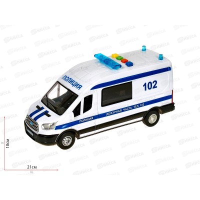 Машина "ТЕХНОПАРК" пластиковая FORD TRANSIT Полиция, 22,5см, 380826 Машина "ТЕХНОПАРК" пластиковая FORD TRANSIT Полиция, 22,5см, 380826