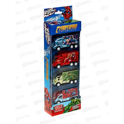 Машина &quotТЕХНОПАРК&quot пластиковая ROAD RACING, 7,5см, 4шт,RR-SET-009-R,378743