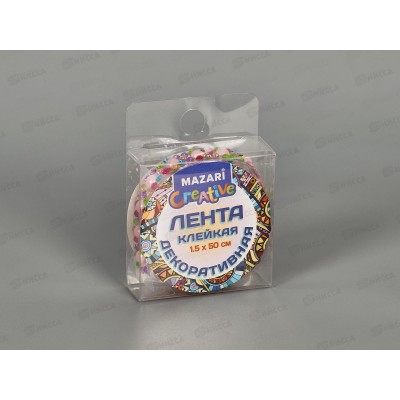 Скотч 1,5*50cм  декорат. MAZARI микс цвет со стразами., M-1339 *24