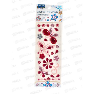 Наклейки-стразы акрил. MAZARI Ассорти цвет 8.2*25см M-8643 *12 Наклейки-стразы акрил. MAZARI Ассорти цвет 8.2*25см M-8643 *12