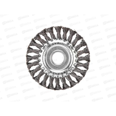 Щетка дисковая для УШМ, крученая стальная проволока, 125мм, отв. 22,23мм KRANZ, KR-91-1238 Щетка дисковая для УШМ, крученая стальная проволока, 125мм, отв. 22,23мм KRANZ, KR-91-1238