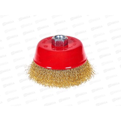 Щетка чашечная для УШМ, витая латунированная проволока, 100мм, М14 KRANZ, KR-91-1209