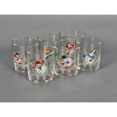 Набор стаканов для коктейля низ. 6шт (снеговики) Д048/130 Набор стаканов для коктейля низ. 6шт (снеговики) Д048/130