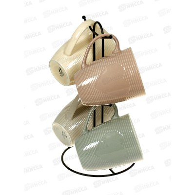 Набор 202375 4 кружки 340мл на металлическом стенде *6 Набор 202375 4 кружки 340мл на металлическом стенде *6