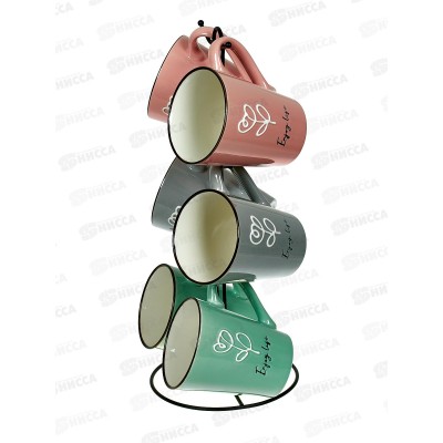 Набор 202364 6 кружки 380мл на металлическом стенде *4