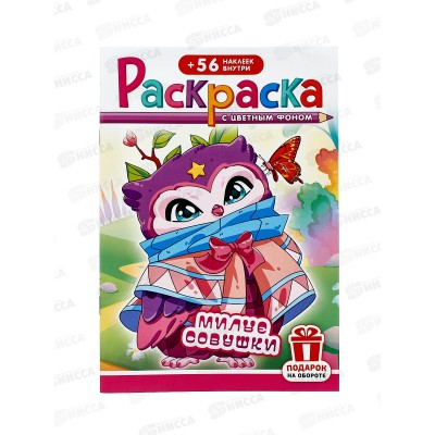 Раскраска ЛиС А5 с накл. Совушки милые, РНМ-685 *50 Раскраска ЛиС А5 с накл. Совушки милые, РНМ-685 *50