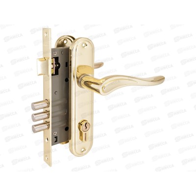 Замок врезной Аллюр 102/3 GР латунь с руч *12 787