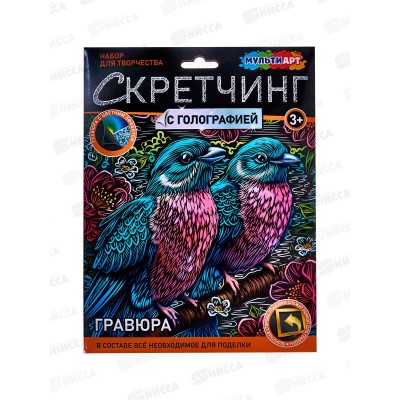 Скретчинг гравюра 18*24см МИКС Птички, SCRMIX-115406, 382042