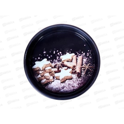 Поднос жестяной Печенье на черном, d333х40мм, 121110 АТМ Поднос жестяной Печенье на черном, d333х40мм, 121110 АТМ