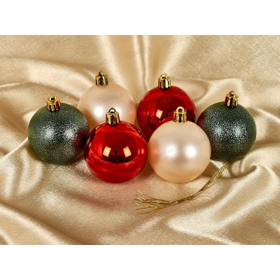 Набор шаров 6шт, d6см цвет: красный/изумрудный/шампань, SY24DGZ-043  АТМ Набор шаров 6шт, d6см цвет: красный/изумрудный/шампань, SY24DGZ-043  АТМ