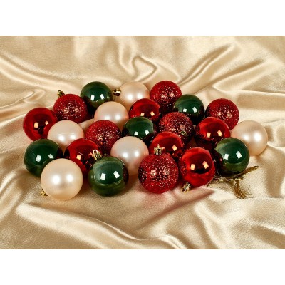 Набор шаров 24шт, d6см Созвучие, красный/изумрудный/шампань, SY24DGZ-049  АТМ Набор шаров 24шт, d6см Созвучие, красный/изумрудный/шампань, SY24DGZ-049  АТМ