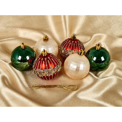 Набор шаров 6шт, d6см Амур, красный/изумрудный/шампань, SY24DGZ-058  АТМ Набор шаров 6шт, d6см Амур, красный/изумрудный/шампань, SY24DGZ-058  АТМ