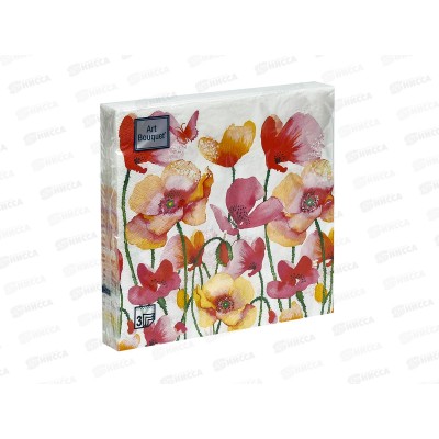 Салфетки 3 слойные 20 листов 33*33 Art Bouquet Поле маков, 25084 *12 Салфетки 3 слойные 20 листов 33*33 Art Bouquet Поле маков, 25084 *12