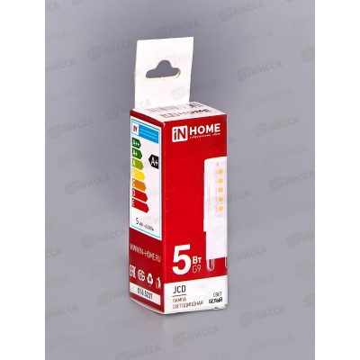 Лампа светодиодная IN HOME LED-JCD  5Вт 230В G9 4000К 480Лм *20/1000