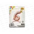 Шар К Цифра 6  32" Pink на подставке Корона, фольга, 1207-5780 Шар К Цифра 6  32" Pink на подставке Корона, фольга, 1207-5780