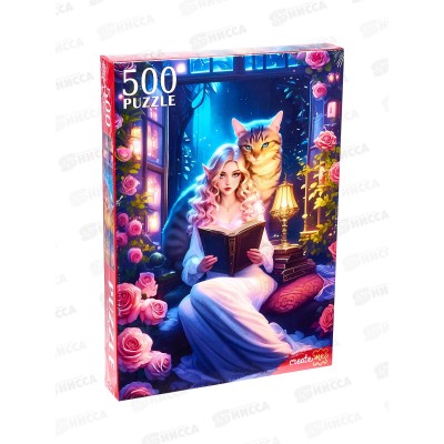 ПАЗЛЫ 500 элементов Девушка с котом, П500-0497 *10