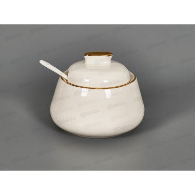 Сахарница &quotPrime" с ложкой v=250мл d=6,5 (фарфоровая), 0380057  *48