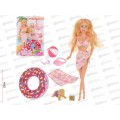 Игровой набор Defa Lucy "Пляжный отдых" кукла 29см, 8473 pink, 801011