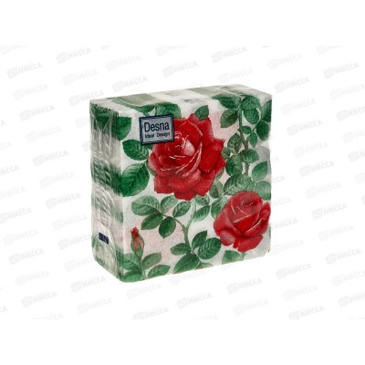 Салфетки 1 слойные 40 листов 24*24 Desna Design Английская роза,57439*32