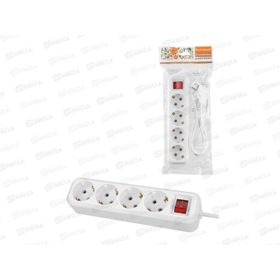 Удлинитель Народный УН03В 4гнезда  5м, с заземлением, выкл., 10А, 1107