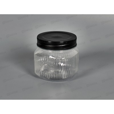 Банка квадратная с рельефом и эмбоссингом Premium 0,6л черный 440300313 *12 БП Банка квадратная с рельефом и эмбоссингом Premium 0,6л черный 440300313 *12 БП