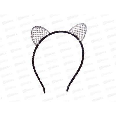 Ободок металл ткань &quotУшки&quot со страз №10141