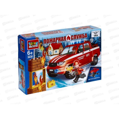 Конструктор &quotГОРОД МАСТЕРОВ&quot UAZ PUCKUP Пожарная служба, 76дет. SB-3630