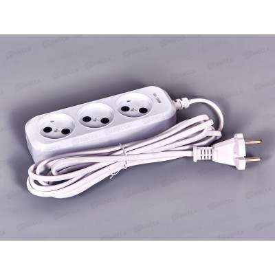 Удлинитель Proconnect  3гнезда 3м 2*0.75 без заземления, белый, 13-4206 *40