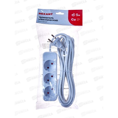 Удлинитель Proconnect  3гн.  5м 2*0.75 с/з, белый, угловая вилка, 13-4210 *36