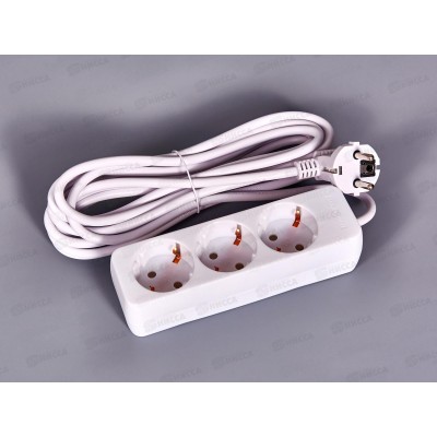 Удлинитель STANDARD 3 гнезда, 5м, 2х1.0мм, без заземления, белый, 13-4008 *20