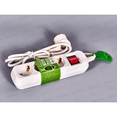 Удлинитель GREEN LINE  1.5м  3 гнезда, с заземлением, с выключателем, ПВС 3*0.75, UDL-10-315-ES *20