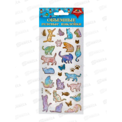 Объемные гелевые наклейки Кошечки С3536-10 Объемные гелевые наклейки Кошечки С3536-10