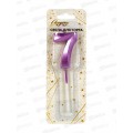 Свечи д/торта &quotЦифра Волшебство 7&quot 12см фиолетовый 448-394
