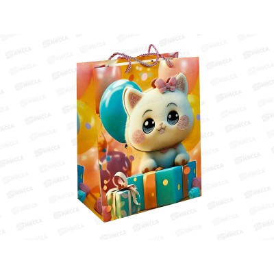 Пакет подарочный MI 26х32х10см Котенок и подарки, ПКП-9250 *12