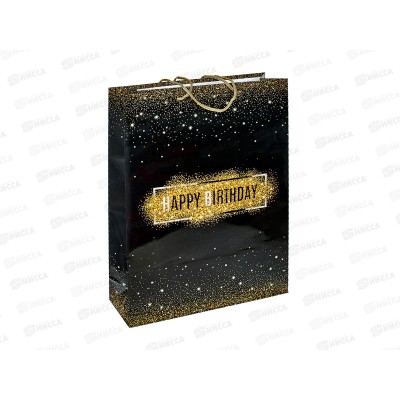 Пакет подарочный MI 32,4х44,5х10,2см Золот.черный, ПКП-1152 *12