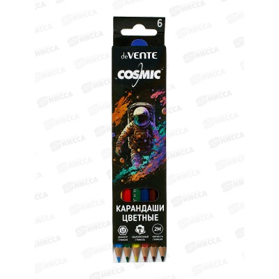 Карандаши 6 цветов deVente Cosmic шестигранные картонная упаковка 5021420 *24/240 Карандаши 6 цветов deVente Cosmic шестигранные картонная упаковка 5021420 *24/240