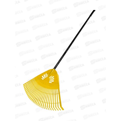Грабли веерные пластмассовые 28 зубцов &quotГардения&quot желтые, с фибергласовым черенком, 010823-4   *5