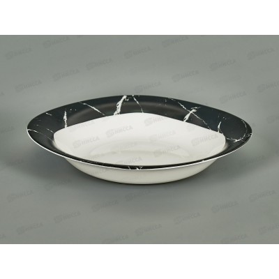Тарелка суповая d-23см 460мл 6/36 100мч-сткл9 Черн мрамор квадр *6/36