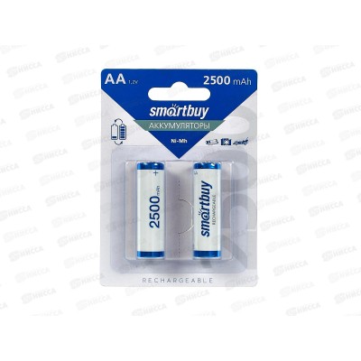 Батарейка Аккумулятор SmartBuy R6 AA 2500мАч, NiMH, 2BL, SBBR-2A02BL2350 *24/240