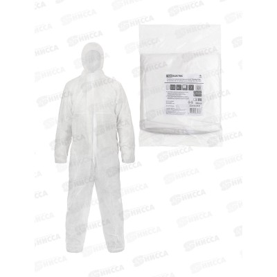 Комбинезон защитный одноразовый &quotКаспер Р40&quot, на молнии, 40 г/м2, белый, разм. 56-58/170-176, 0323   *40