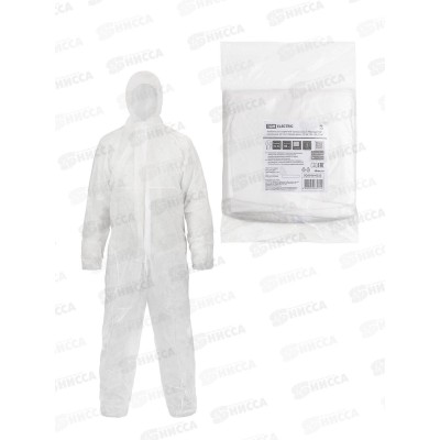 Комбинезон защитный одноразовый &quotКаспер Р40&quot, на молнии, 40 г/м2, белый, разм. 52-54/182-188, 0322   *40