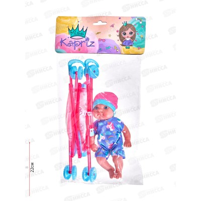 Пупс Miss Kapriz МК2320К-СА с коляской, FCJ1061307 в пакете Пупс Miss Kapriz МК2320К-СА с коляской, FCJ1061307 в пакете