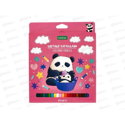 Карандаши 24цв Hatber Плюшевые панды &quotECO&quot 087799 *12/120
