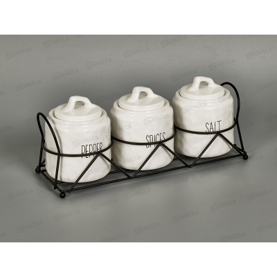 Набор банок для сыпучих продуктов на подставке 3шт Kitchen 157-242