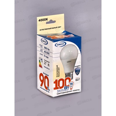 Лампа светодиодная IONICH E27 LED-SMD2835-А-60-11ВТ-990Лм-230В 4000К,1562*50 Лампа светодиодная IONICH E27 LED-SMD2835-А-60-11ВТ-990Лм-230В 4000К,1562*50