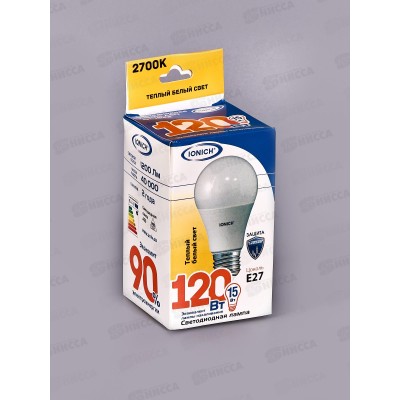 Лампа светодиод. IONICH E27 LED-SMD2835-А-60-15ВТ-1200Лм-230В 2700К,1622*50
