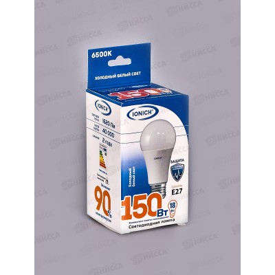 Лампа светодиодная IONICH E27 LED-SMD2835-А-60-18ВТ-1620Лм-230В 6500К,1616*50 Лампа светодиодная IONICH E27 LED-SMD2835-А-60-18ВТ-1620Лм-230В 6500К,1616*50
