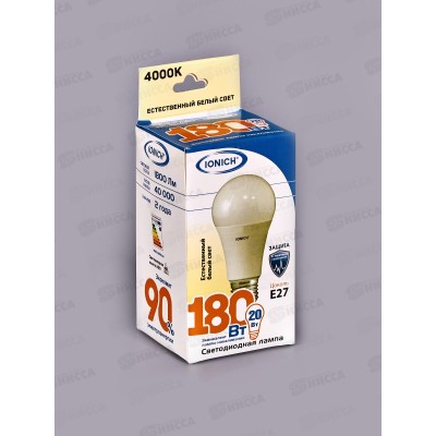 Лампа светодиодная IONICH E27 LED-SMD2835-А-60-20ВТ-1800Лм-230В 4000К,1560*50 Лампа светодиодная IONICH E27 LED-SMD2835-А-60-20ВТ-1800Лм-230В 4000К,1560*50